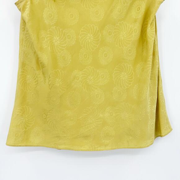 Leifsdottir Anthropologie 100% Silk Ruffle Blouse Gold Floral Texture Womens 0 - Picture 10 of 11